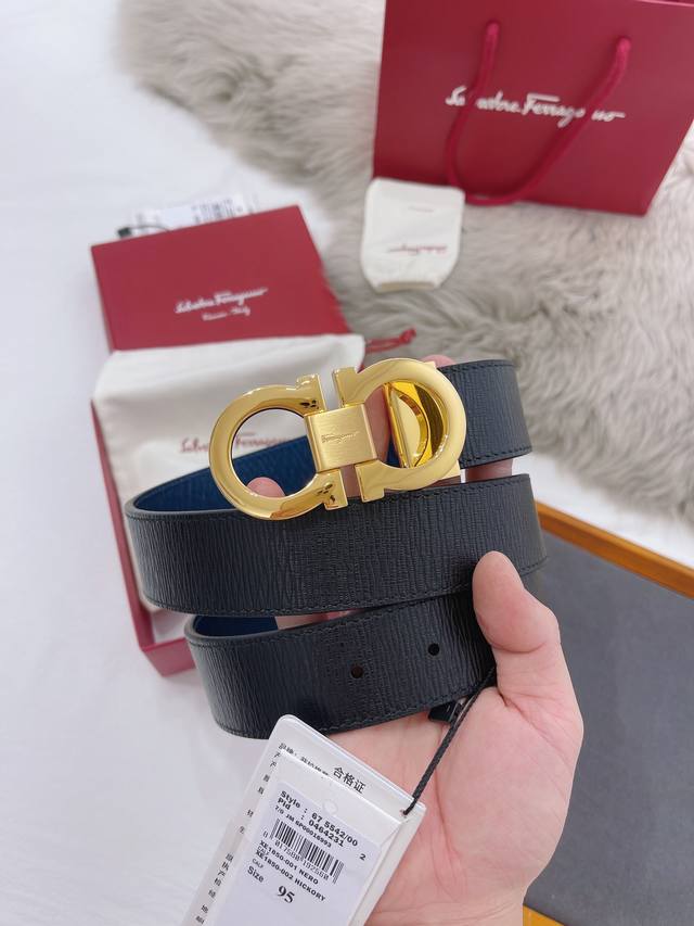 代购级 Ferragamo 菲拉格慕皮带 支持nfc扫码顶级原单 专柜品质 正品尺寸3.5Cm意大利原厂皮 贸易订单出口意大利 码数长度可自剪 送礼佳品！正品包