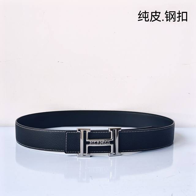 特 Hermes[正]原单爱马仕，宽3.8Cm进口原版皮带身，双面可两面用，精品电镀五金 ！