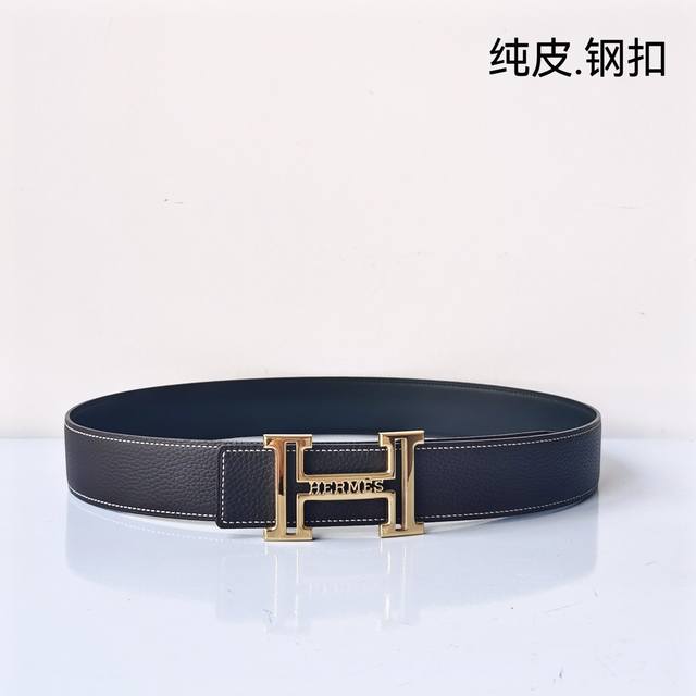 特 Hermes[正]原单爱马仕，宽3.8Cm进口原版皮带身，双面可两面用，精品电镀五金 ！