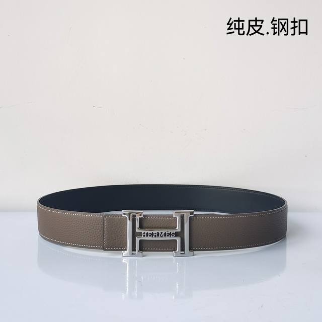 特 Hermes[正]原单爱马仕，宽3.8Cm进口原版皮带身，双面可两面用，精品电镀五金 ！