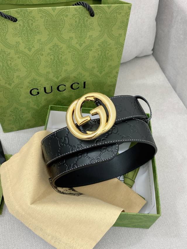 特 Gucci 海外专柜最新款同步更新，进口原厂头层牛皮，最新设计采用白线点缀，使得整体更加时尚百搭款式，宽度4.0Cm