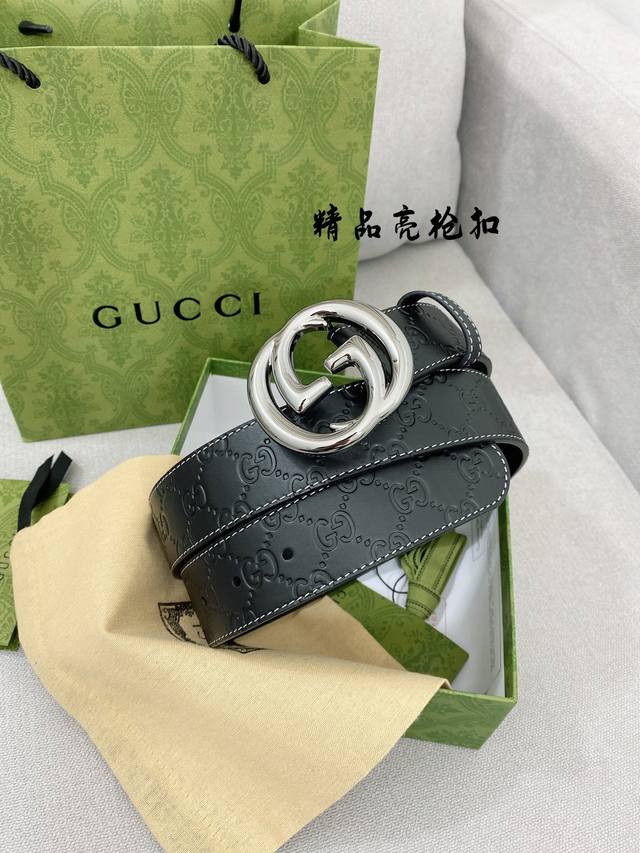 特 Gucci 海外专柜最新款同步更新，进口原厂头层牛皮，最新设计采用白线点缀，使得整体更加时尚百搭款式，宽度4.0Cm