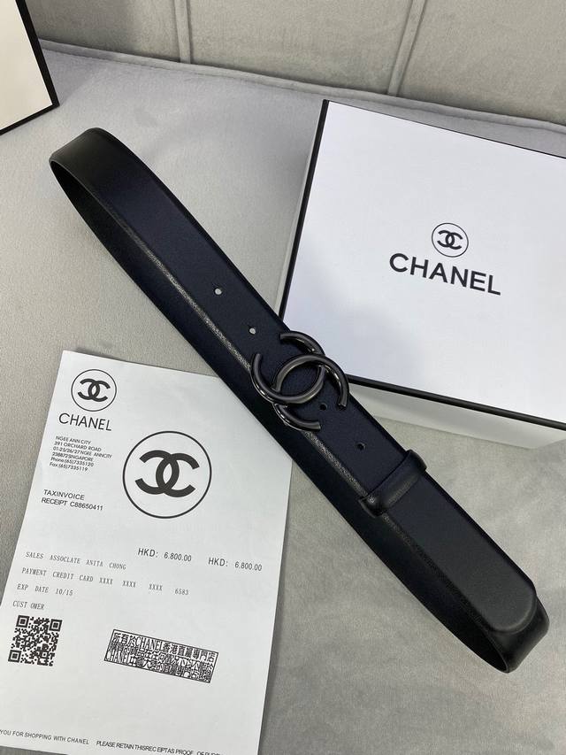 特 宽度3.0Cm Chanel 香奈儿 荔枝纹牛皮支持nfc芯片官方网站链接扫码验证、金 银 枪 色金属钢扣。