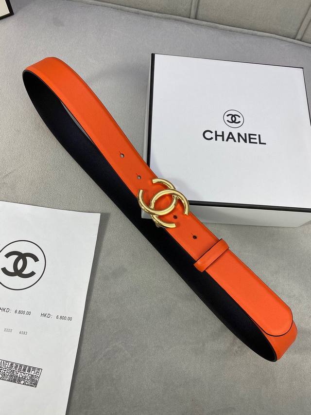 特 宽度3.0Cm Chanel 香奈儿 荔枝纹牛皮支持nfc芯片官方网站链接扫码验证、金 银 枪 色金属钢扣。