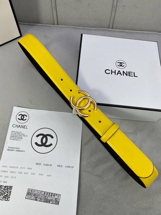 特 宽度3.0Cm Chanel 香奈儿 荔枝纹牛皮支持nfc芯片官方网站链接扫码验证、金 银 枪 色金属钢扣。