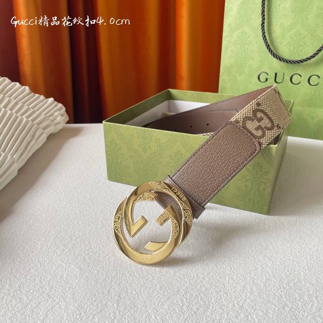 特 Gucci 经典款面进口原厂拼接绣花 搭配原厂皮底 精品钢扣 宽4.0 Cm 经典永不过时款 潮流大方 时尚百搭