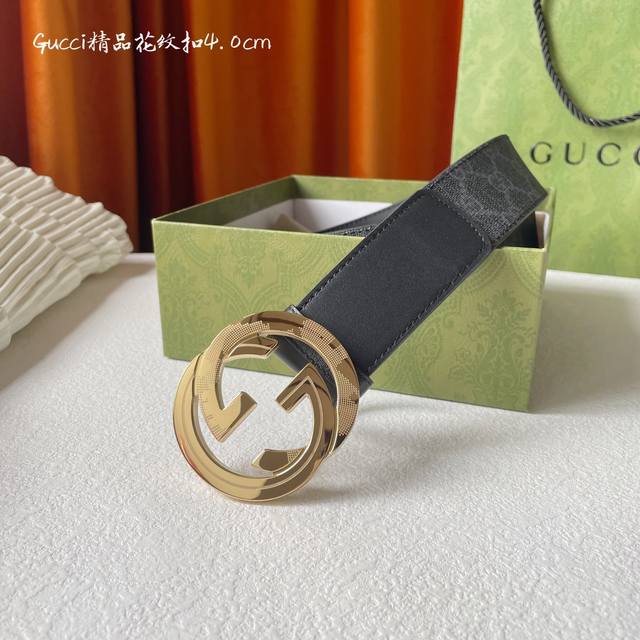 特 Gucci 经典款面进口原厂拼接印花 搭配原厂皮底 精品钢扣 宽4.0 Cm 经典永不过时款 潮流大方 时尚百搭 - 点击图像关闭