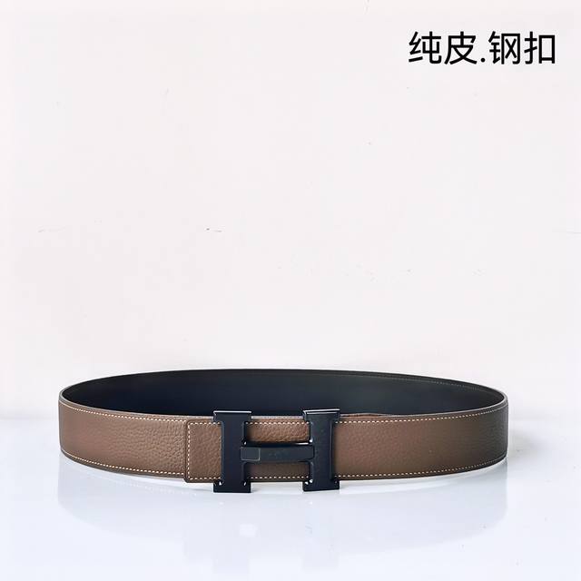 特 Hermes[正]原版双面佩戴、双面头层宽3.8Cm 官网同步，不锈钢金属标识,柔软舒适。适合商务低调人士！