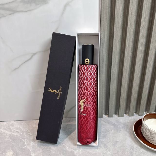 Ysl 圣罗兰 Yves Saint Laurent 渐变 2024夏季新款 全自动折叠晴雨伞 黑色涂层防晒有效阻隔紫外线99%，U 50 所以能起到伞下体感降