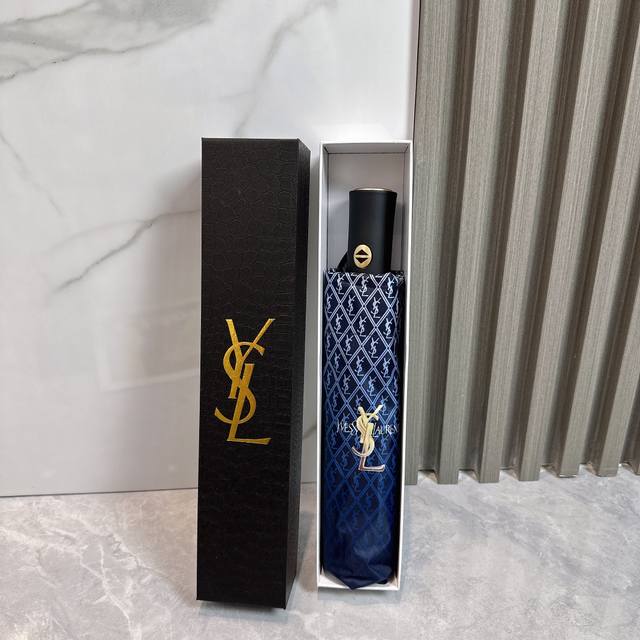 Ysl 圣罗兰 Yves Saint Laurent 渐变 2024夏季新款 全自动折叠晴雨伞 黑色涂层防晒有效阻隔紫外线99%，U 50 所以能起到伞下体感降