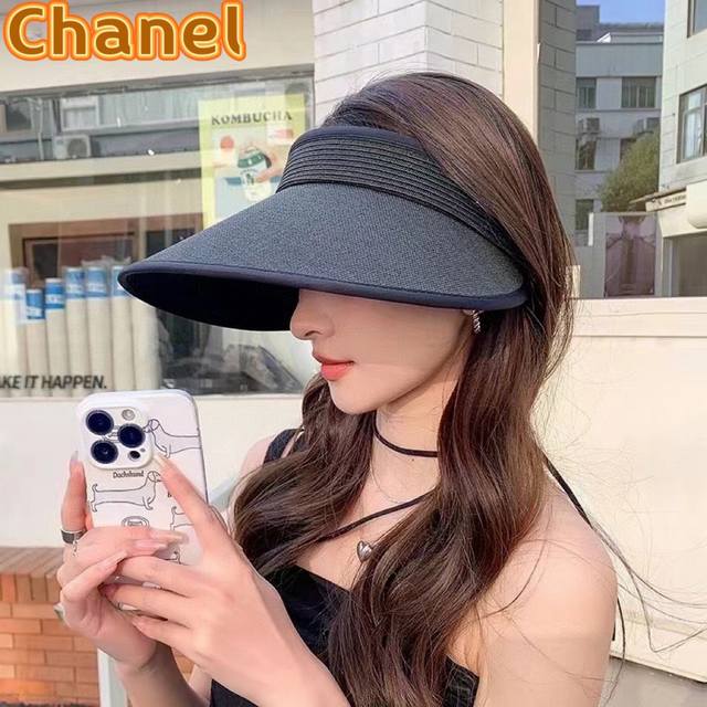 Chanel香奈儿遮阳帽，空顶草帽，可调节