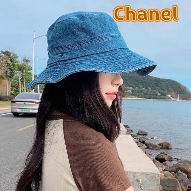 Chanel香奈儿 牛仔帽女春夏四季款渔夫帽子户外登山防晒露营徒步卷边辣妹盆帽