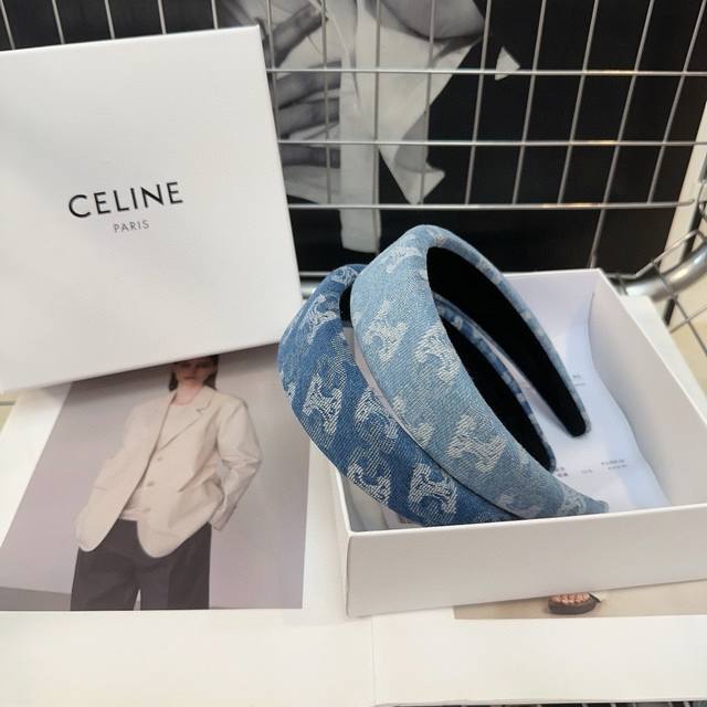 配包装盒 Celine 赛琳 凯旋门发箍，牛仔布甜酷范，时尚休闲，女神必备单品 - 点击图像关闭