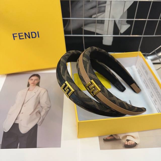 配包装盒 Fendi 芬迪 新款f发箍，复古气质美，简约百搭，小姐姐闭眼入