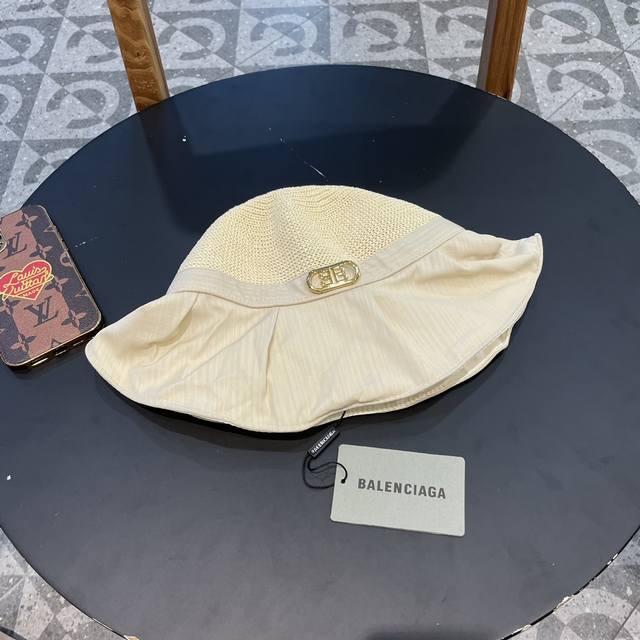 Balenciaga巴黎世家防晒帽女夏季大檐防紫外线遮阳帽子出游休闲百搭韩版蝴蝶结渔夫帽