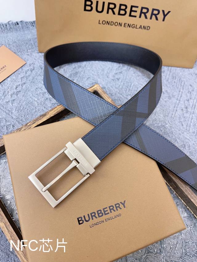 特 Burberry.巴宝莉 全套包装 高版本 精品尾夹五金扣 宽度35Mm 搭配原版皮带 对版 款式休闲易搭配服饰 带身可双面用