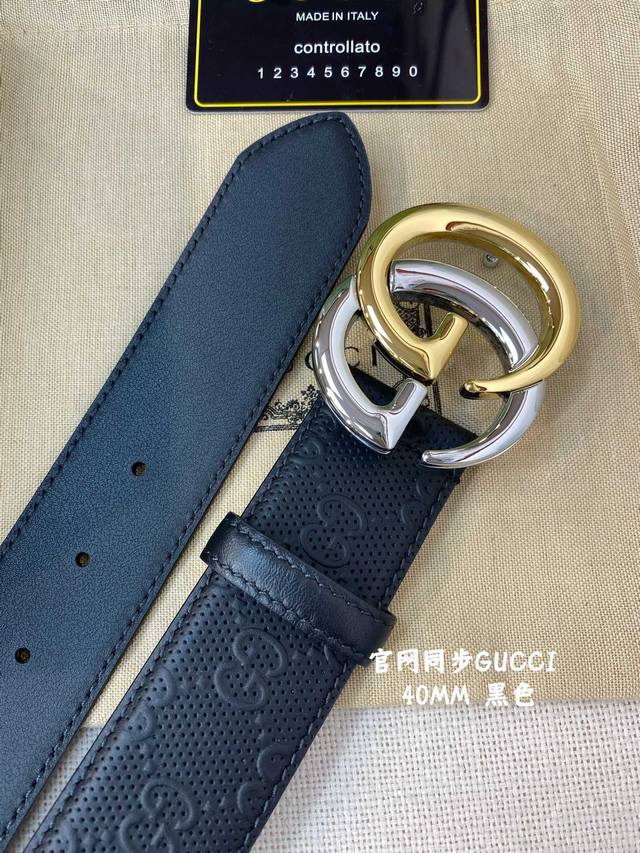 特 Gucci㊣ 古奇官网经典 正品规格 4.0Cm原版品质头层小牛皮压花 进口头层底