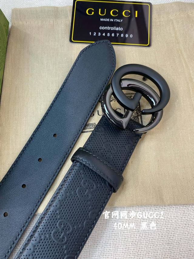 特 Gucci㊣ 古奇官网经典 正品规格 4.0Cm原版品质头层小牛皮压花 进口头层底