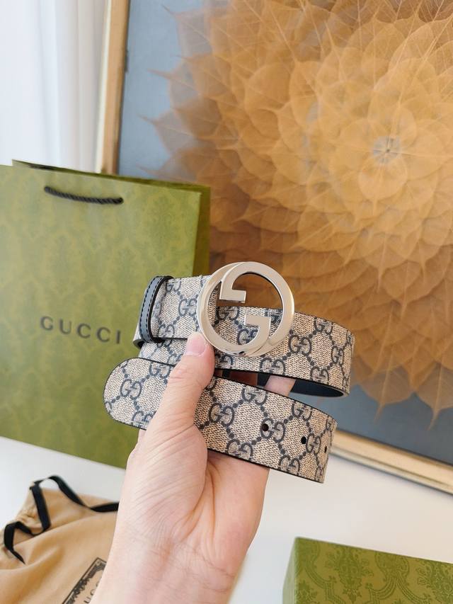 Gucci 古奇官网经典款 正品规格 原单品质 专柜pvc提花面料 头层牛皮底官网38Mm