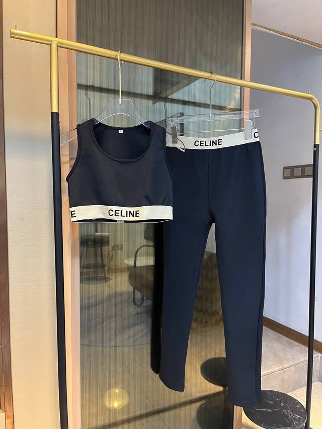 特 ￥P Celine赛琳新款高弹力健身瑜伽服运动套装~塑腰小背心 修身提臀显瘦打底裤脚 码数：Sm L Xl