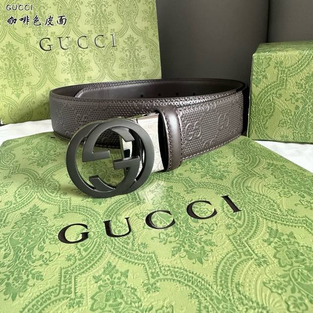 Gucci古琦 男士 宽度3.8Cm 简单大方 精品五金 进口皮 佩戴效果非常不错 送礼自用最佳推荐