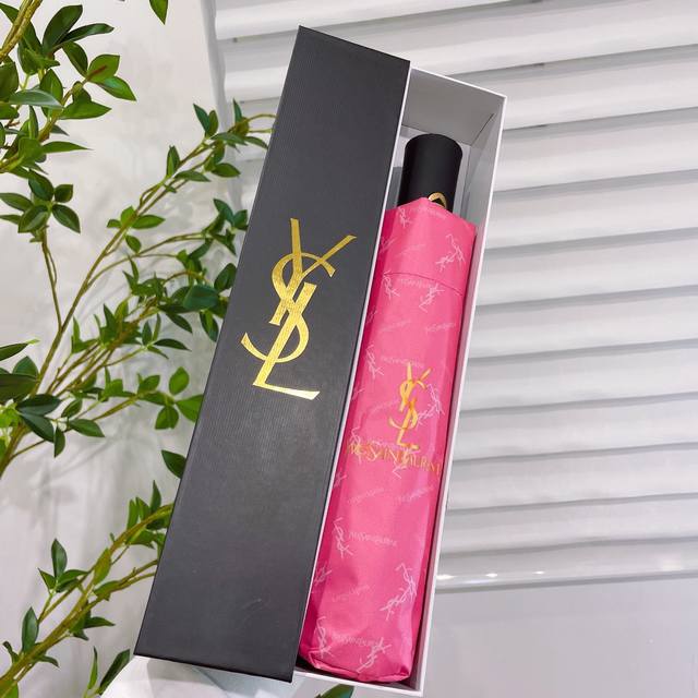 Ysl 圣罗兰 Yves Saint Laurent 专柜新品圣罗兰最新款全自动折叠晴雨伞 超有女人味的新款 采用nano Polymer Compound涂层