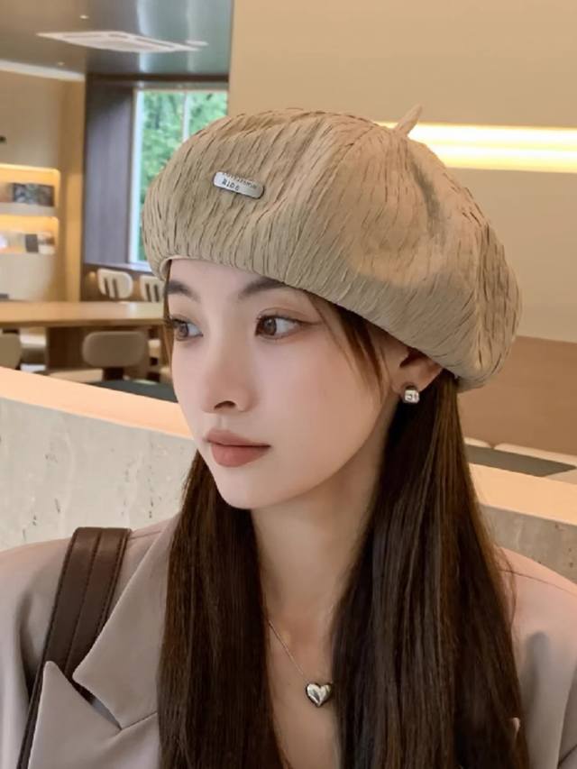 Chanel2024香奈儿早秋款贝雷帽日系纯色百搭可爱蓓蕾帽子女生韩版