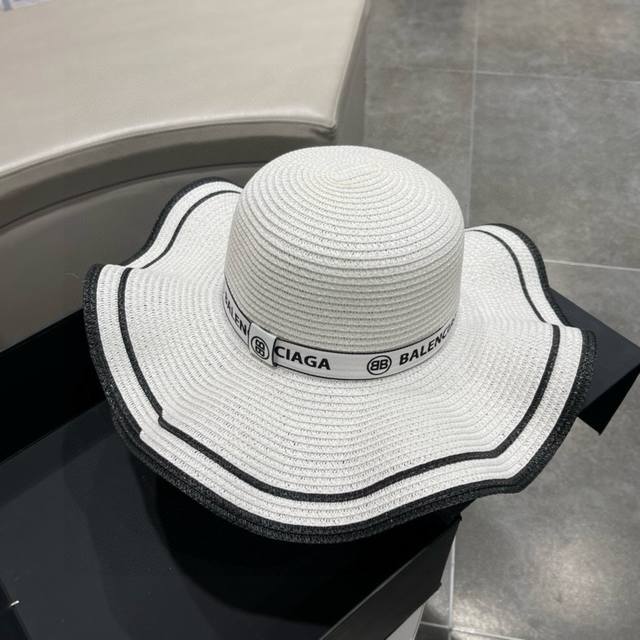 巴黎世家balenciaga 2023早春新款韩版波浪珍珠休闲草帽 时尚百搭色，网红爆款 出门必备