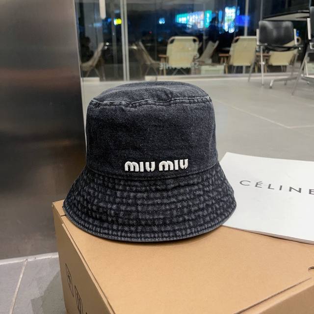 Miumiu缪缪牛仔渔夫帽，渔夫桶帽，头围57Cm