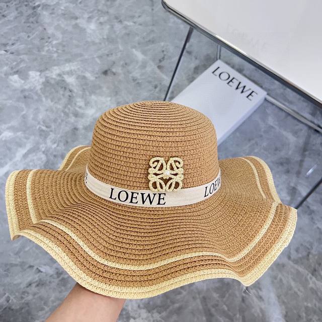 配防尘袋. Loewe罗意威 2024新款小香风大沿密织度假风盆帽草帽，出街旅行单品