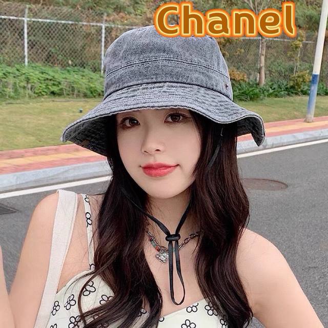 Chanel香奈儿 牛仔帽女春夏四季款渔夫帽子户外登山防晒露营徒步卷边辣妹盆帽