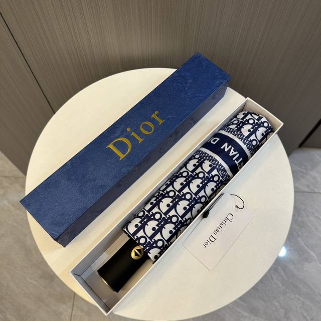 Dior 迪奥 2024新款爆款 三折自动折叠晴雨伞 选用台湾进口uv防紫外线伞布 原单代工级品质