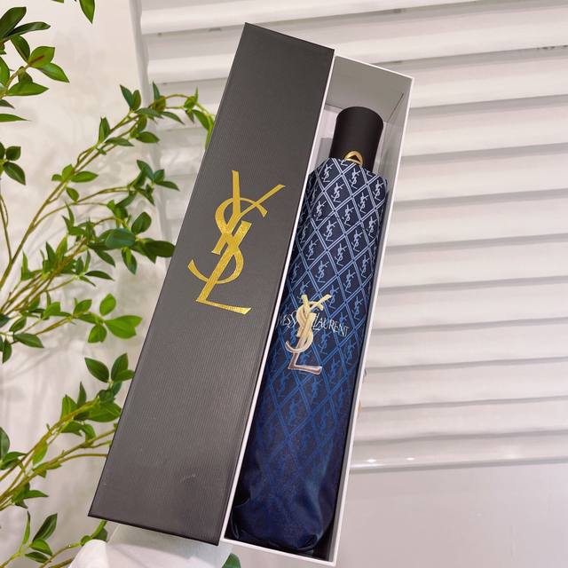 Ysl 圣罗兰 Yves Saint Laurent 专柜新品圣罗兰最新款全自动折叠晴雨伞 超有女人味的新款 采用nano Polymer Compound涂层