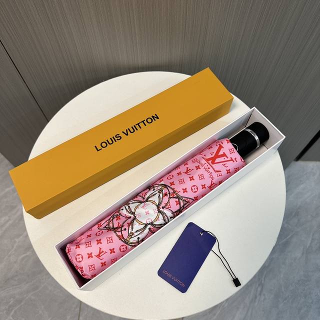 Louvuitton 路易威登 2024夏季新款 全自动折叠晴雨伞 黑色涂层防晒有效阻隔紫外线99%，Upf 50 所以能起到伞下体感降温的效果！ 有效隔热，高