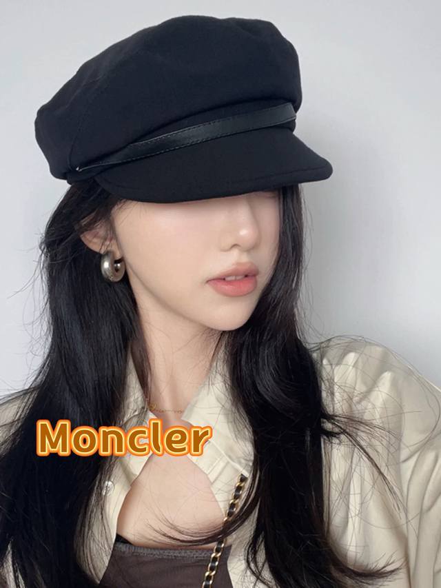 蒙口moncler贝雷帽女2024秋冬新款日系大头围蓓蕾帽显脸小八角画家帽子春