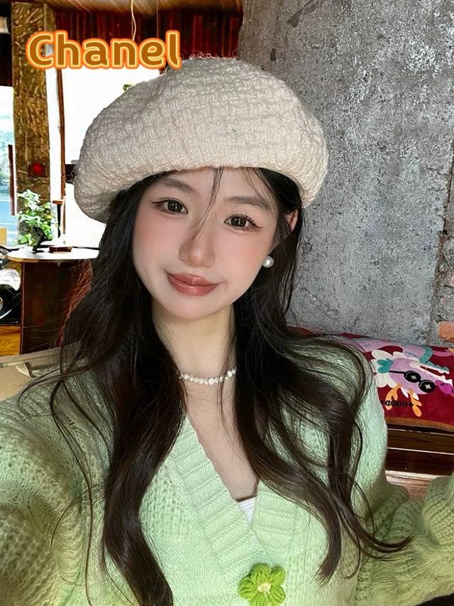 Chanel香奈儿贝雷帽女春秋款2024新款显脸小时尚帽子日系百搭大头围蓓蕾画家帽 - 点击图像关闭