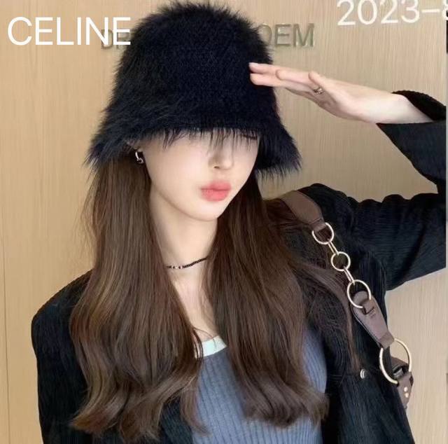 Celine赛琳 新款渔夫帽子女秋冬季日系盆帽网红文艺时尚保暖显脸小水桶帽 - 点击图像关闭