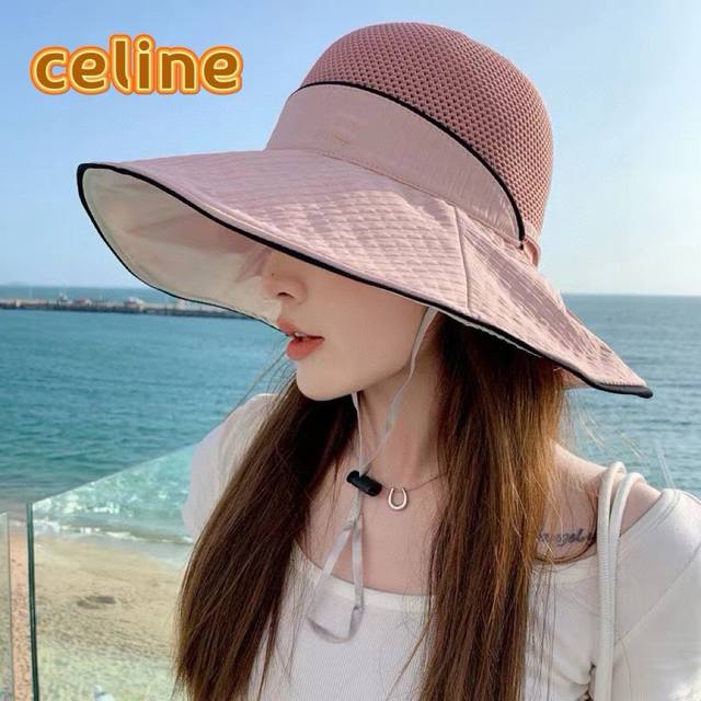 塞琳celine渔夫帽女早春夏季时尚防晒帽大檐遮脸百搭休闲遮阳帽防紫外线帽子