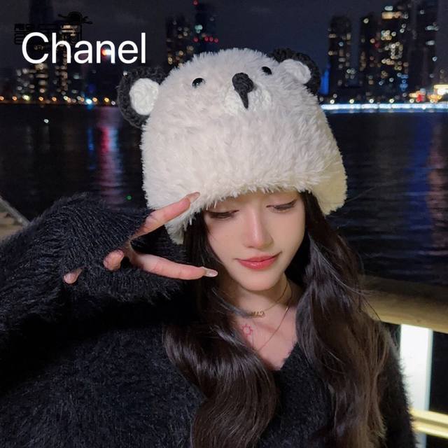 Chanel香奈儿 新款针织毛线帽，呆萌猫耳朵针织帽，