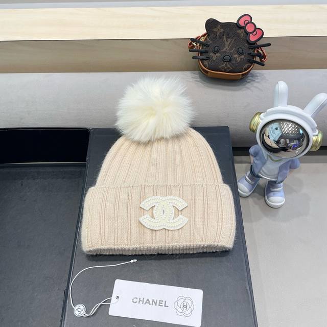 Chanel 毛线帽子女冬季保暖护耳加厚韩系堆堆帽2024新款针织冷帽百搭