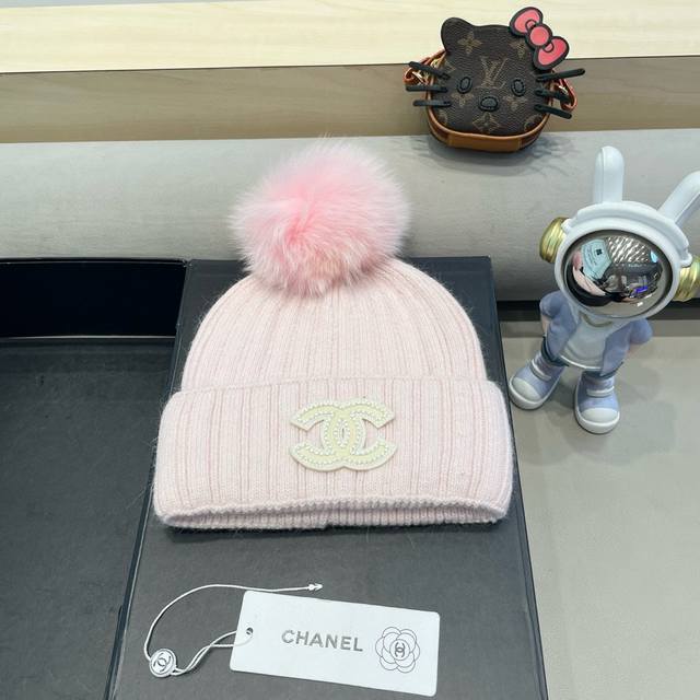 Chanel 毛线帽子女冬季保暖护耳加厚韩系堆堆帽2024新款针织冷帽百搭