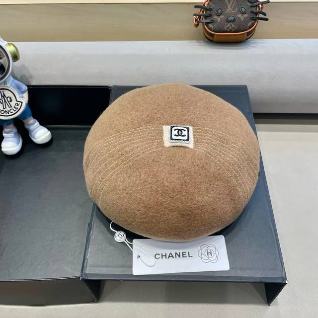 Chanel香奈儿贝雷帽羊毛面料女秋冬季新款八角画家帽休闲百搭报童帽子复古英伦蓓蕾帽子