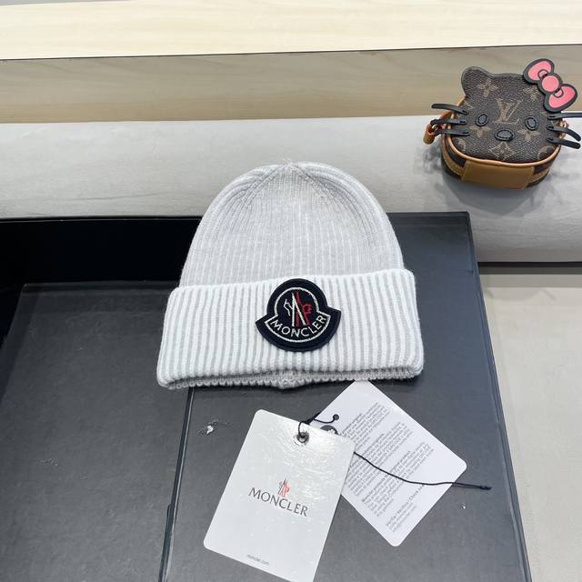 蒙口moncler2024新款网红毛线帽子女加厚保暖护耳套头帽百搭显脸小秋冬针织帽