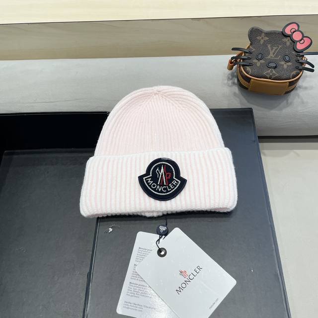 蒙口moncler2024新款网红毛线帽子女加厚保暖护耳套头帽百搭显脸小秋冬针织帽