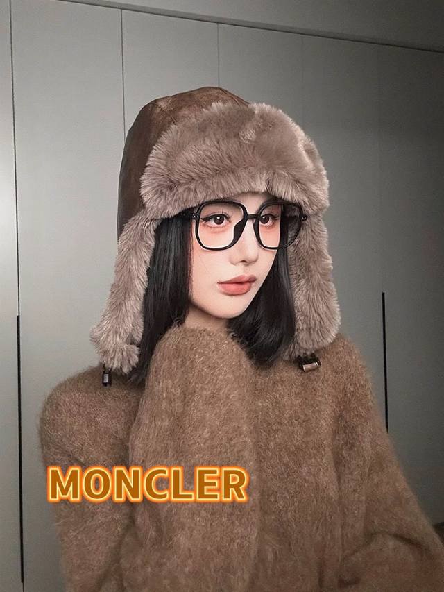 Moncler毛线帽冬季帽子女冬天韩版潮甜美时尚可爱毛球秋冬针织保暖护耳帽