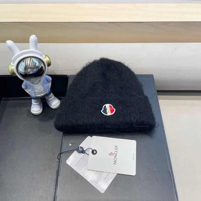 Moncler 正品 蒙口米色帽子光板毛线帽女冬百搭针织帽时尚保暖冷帽