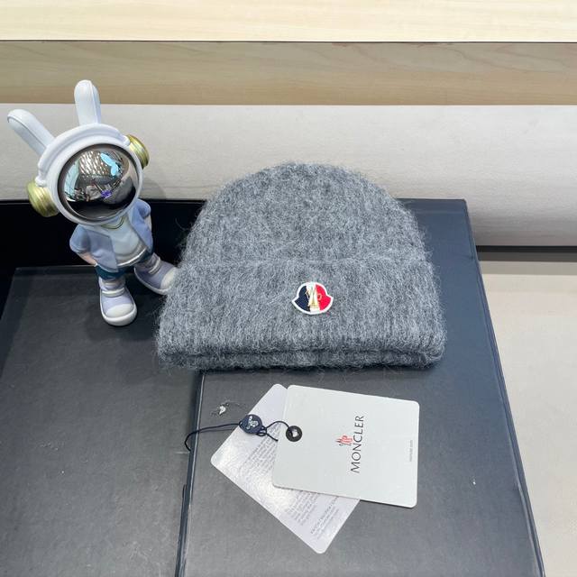 Moncler 正品 蒙口米色帽子光板毛线帽女冬百搭针织帽时尚保暖冷帽