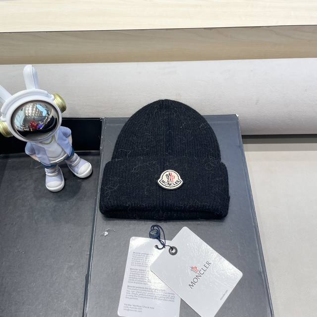 Moncler 官网正品 蒙口米色针织帽男女秋冬季毛线帽百搭显脸小保暖冷帽