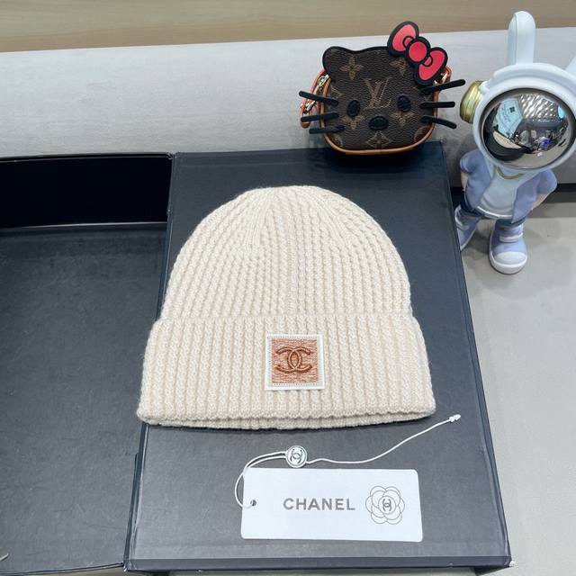 Chanel 简约基础款纯色羊毛混纺粗针毛线帽女秋冬季保暖套头针织帽显脸小