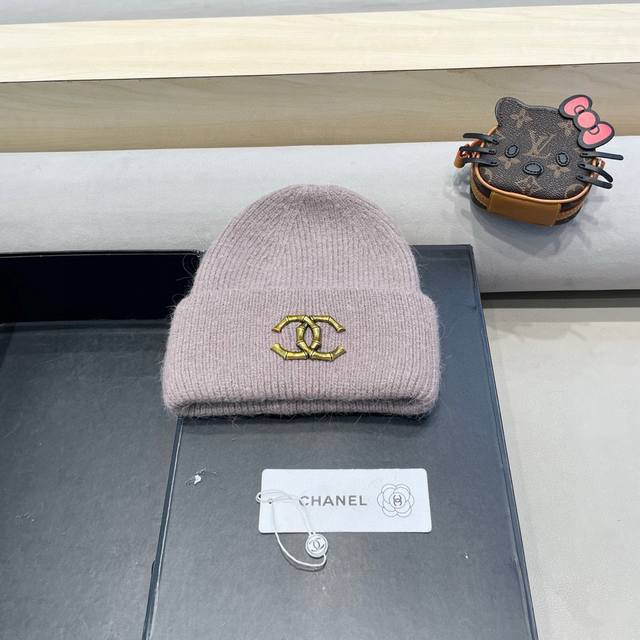 Chanel 帽子女冬季兔毛时尚显脸小毛线帽保暖休闲大头围针织帽百搭冷帽潮